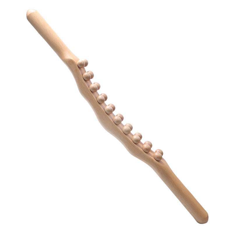 Massage Tools - Professional Carbonized Wooden Massage Stick with 20 Beads - Double Row Rolling Design for Waist, Abdomen, Legs, Back & Hands - Body Contouring & Muscle Relaxation - Whole Body Gua Sha Tool, Ergonomic Grip | Natural Wood Finish